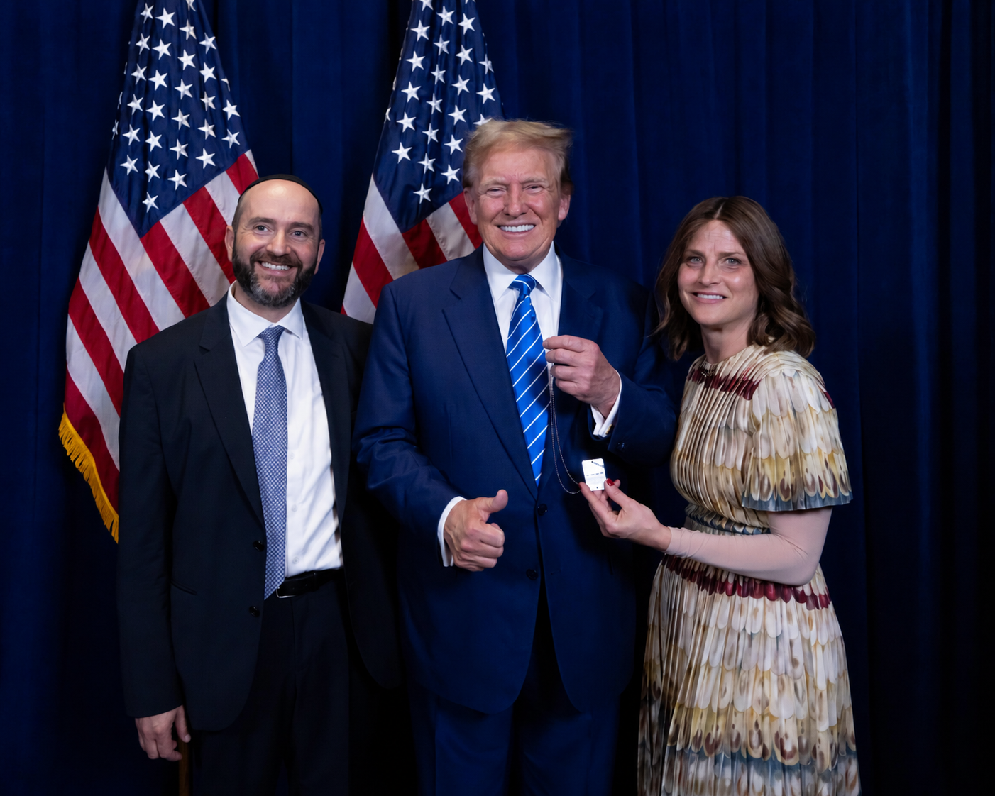 Rabbi Pini Dunner and Sabine Dunner with President Donald J. Trump