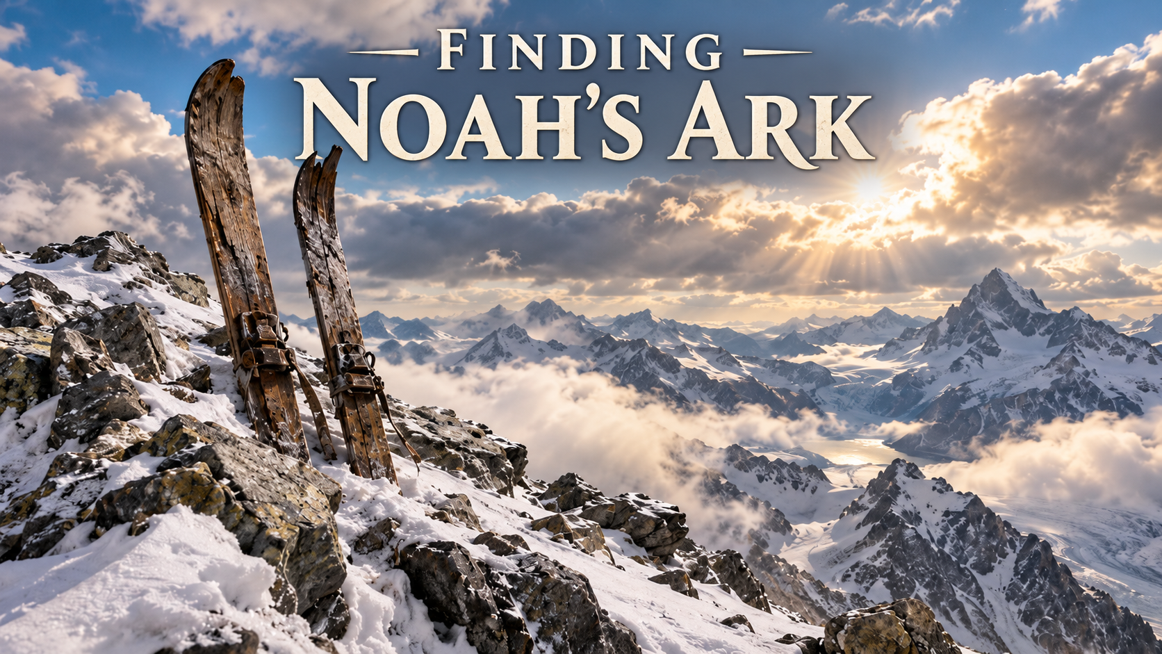Finding Noah's Ark — ancient wooden vessel on snowy mountain peaks