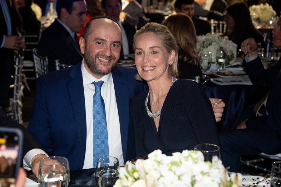 With Sharon Stone